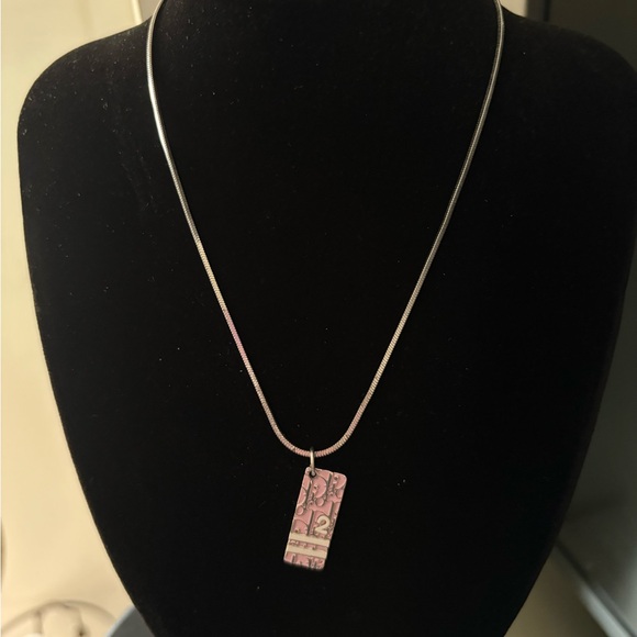 Dior Silver Tone Necklace with Pink Girly Dior Pendant PRICE IS FIRM - Picture 5 of 11
